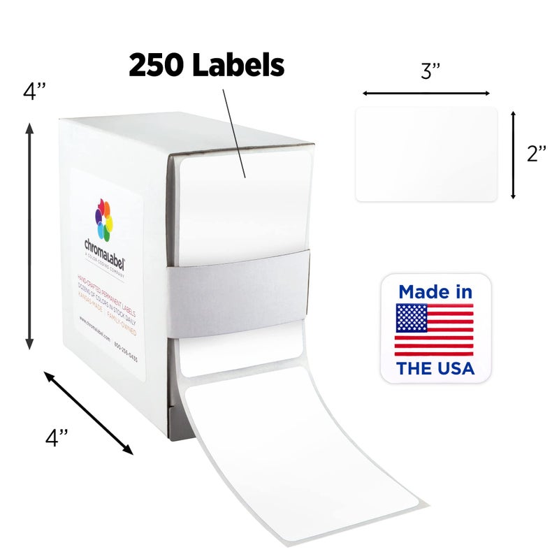 ChromaLabel 2 x 3 inch Permanent Color Code Rectangle Labels, 100 Stickers per Dispenser Box, White - Image 2